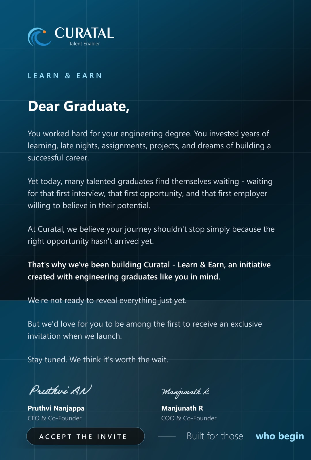 Curatal - Learn & Earn Invitation
